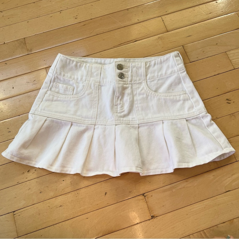 PacSun White Denim Flared Mini Skirt Micro Y2K Women’s size 24